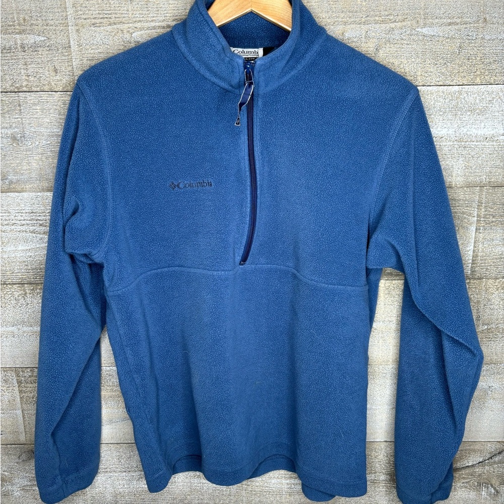 Columbia mens small blue 3/4 zip up fleece sweater